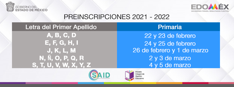 Paso a paso para comenzar preinscripción SAID EDOMEX Primaria 2021-1
