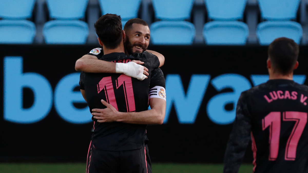 Los jugadores del Real Madrid festejando un gol